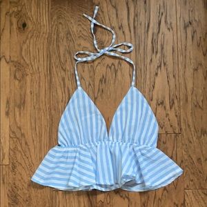 Striped Halter Crop Top